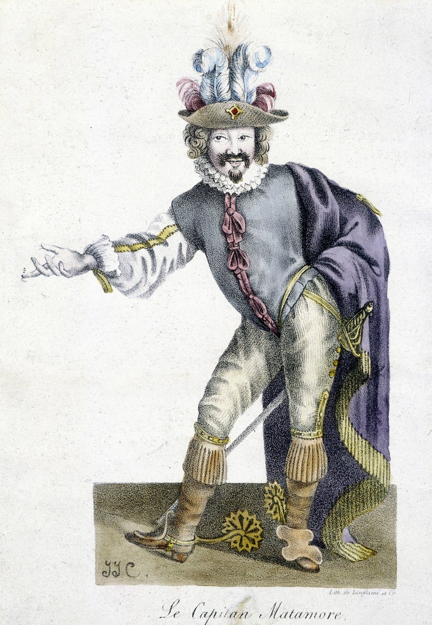 16. yüzyıl tiyatrosu: Capitan Matamore, Arts Deco. by Unknown artist