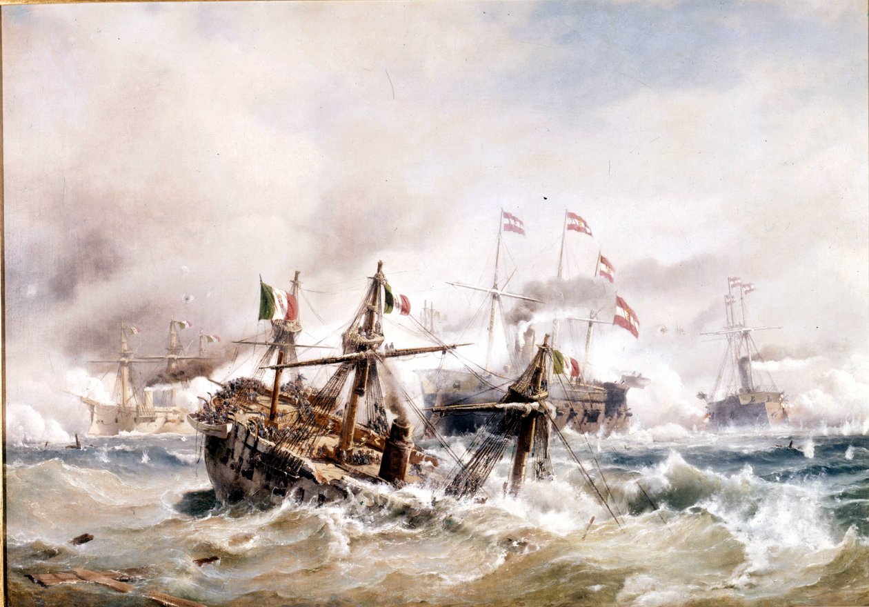 20/07/1866: Dalmaçya açıklarında Lissa Muharebesi: Avusturyalılar İtalyan donanmasını yok etti. by Unknown artist