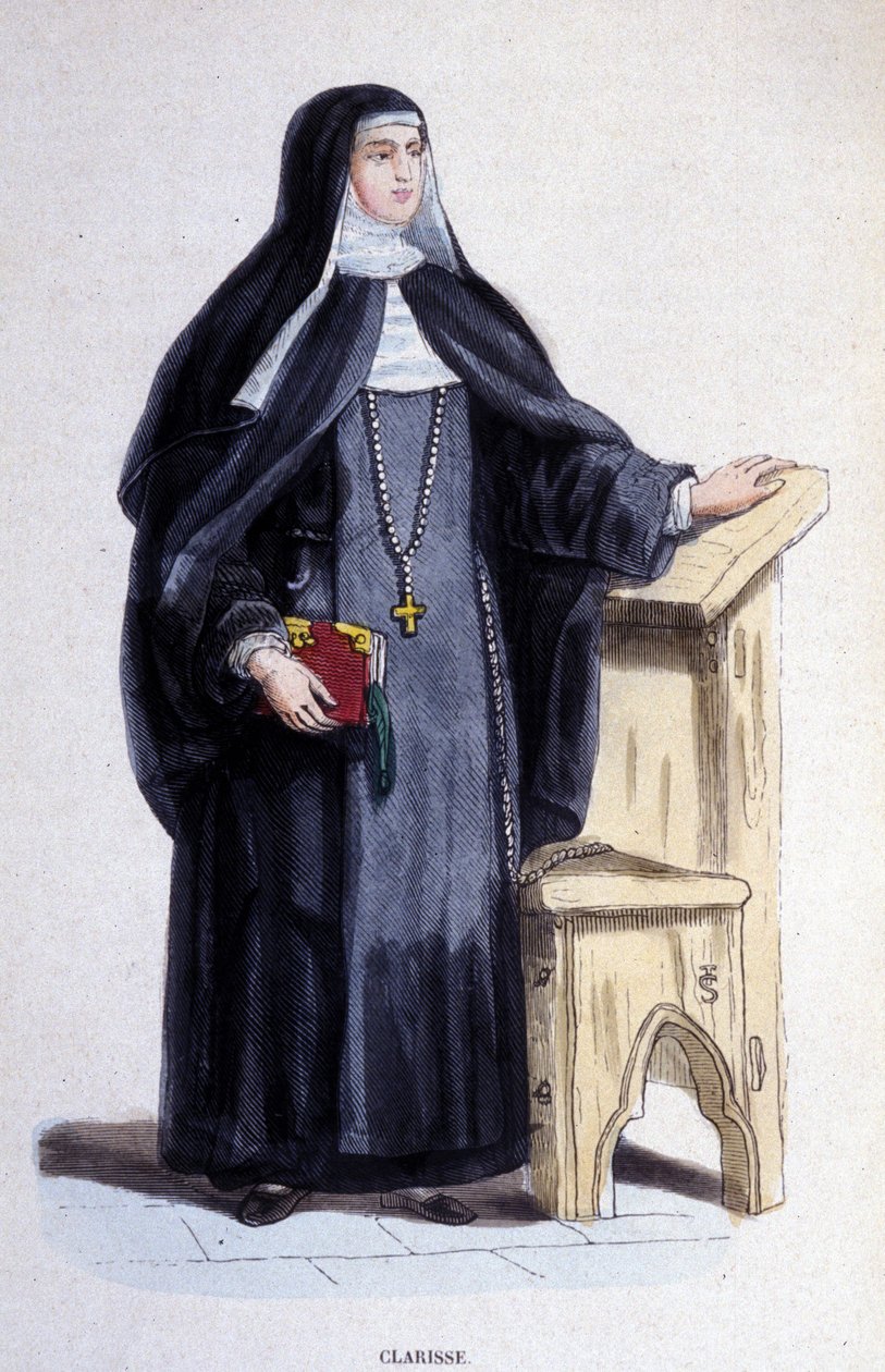Bir Clarisse, 13. yüzyılda kurulan St. Clair Tarikatı'nın bir dini. by Unknown artist