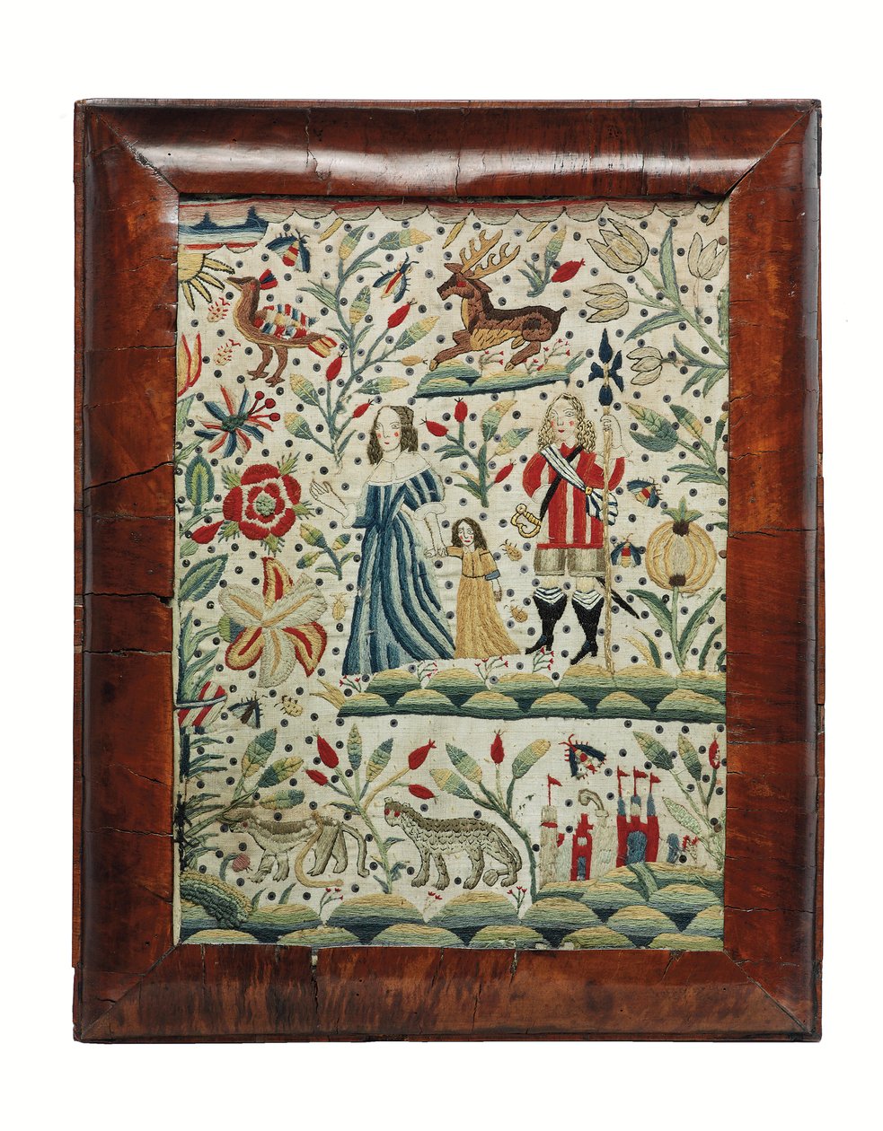 Bir William ve Mary iğne işi resmi, c.1690 (keten ve yün) by Unknown artist