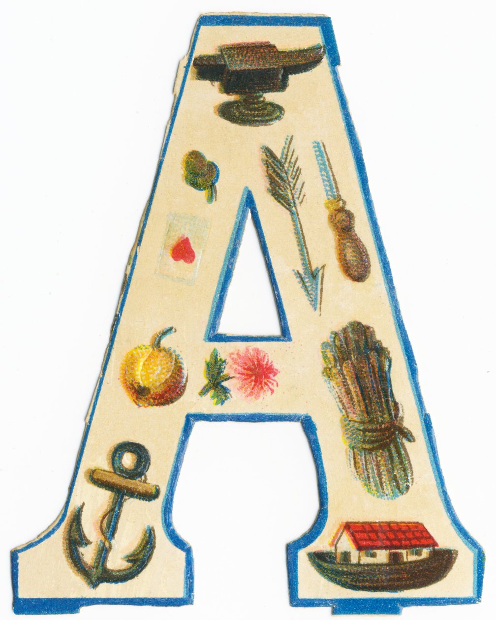 A: örs, enginar, ok, kupa ası, bız, elma, aster, çapa, Noe yayı, kuşkonmaz (renkli taş) by Unknown artist