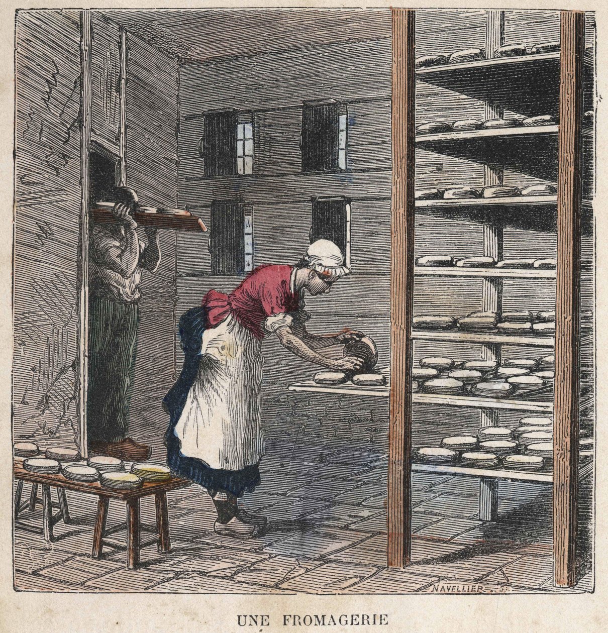 Bir peynir fabrikası. 19. yüzyıl illüstrasyonu. Bianchetti koleksiyonu. by Unknown artist