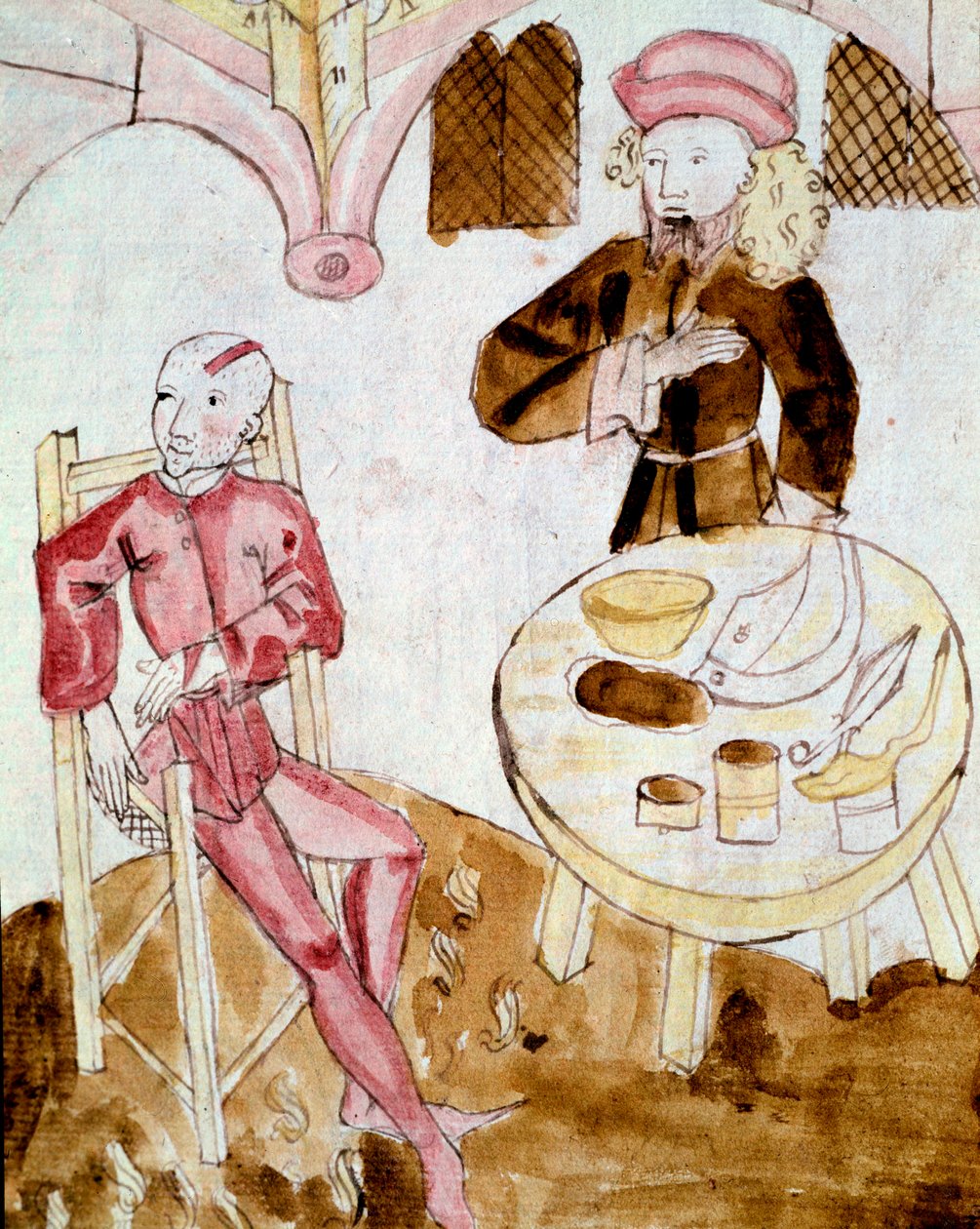 Bir hastayı ziyaret eden bir doktor (minyatür by Unknown artist