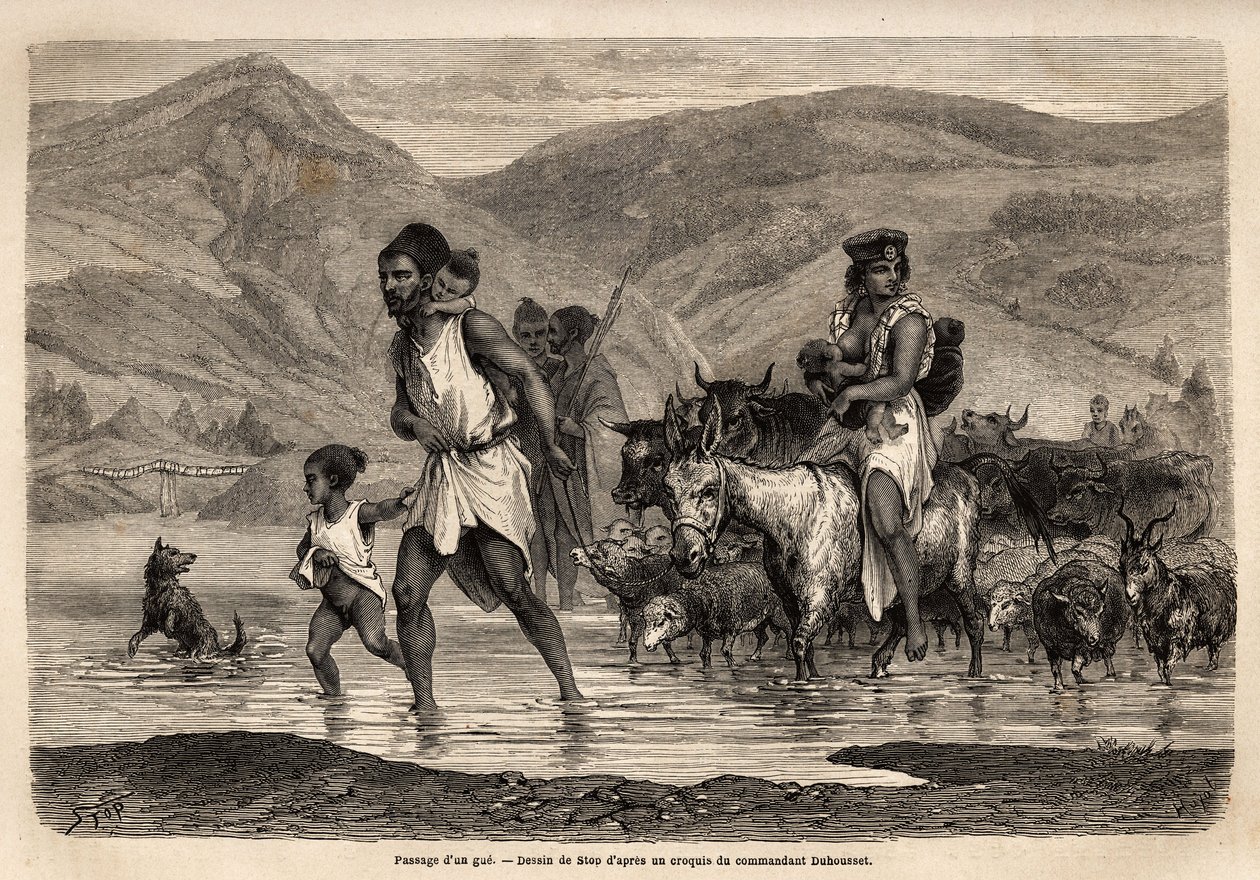Kabyle çobanlarından bir aile, bölgedeki en önemli yürüyüş olan Beni Menguelet yürüyüşüne gitmek için Djema vadisini geçer; önce aile reisi, ardından ailesi ve sürüsü, önce koyunlar, sonra da sığırların büyük kısmı gelir. Müh by Unknown artist