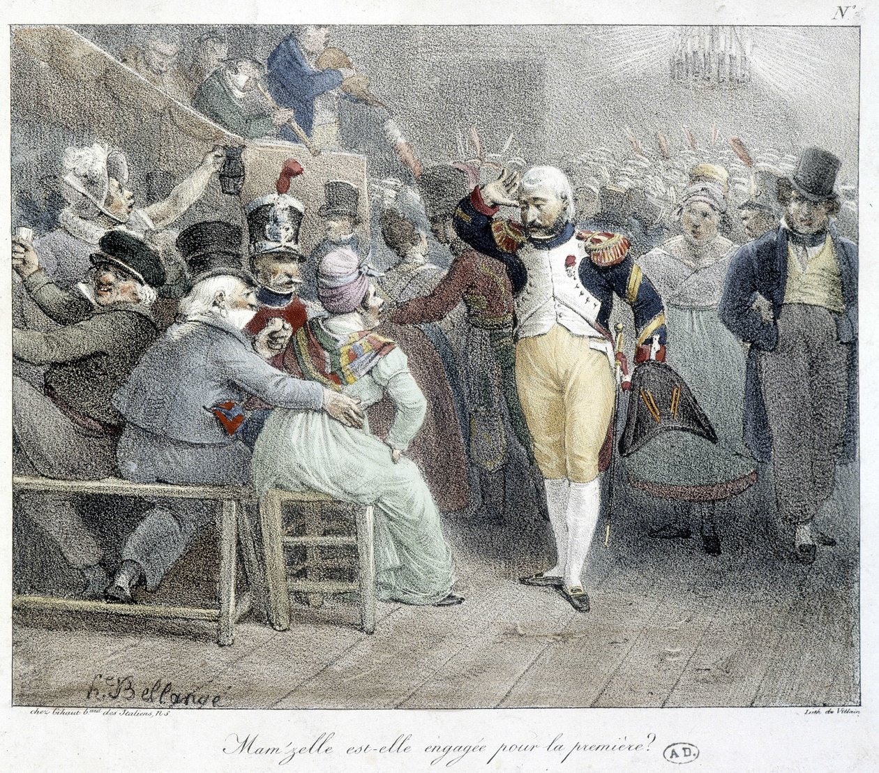Miltaire bir kadını dansa davet eder: “Mam'zelle ilk olarak mı işe alındı?” 19. yüzyılın başı by Unknown artist