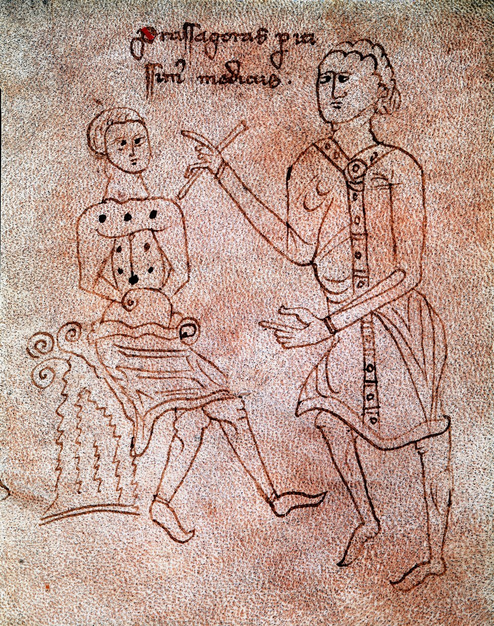 Bir nörolog, Minyatür bir hastanın sinir sistemini “” De surgia”” 13. yüzyıl Venedik Biblioteca Marciana adlı el yazmasından inceliyor. by Unknown artist