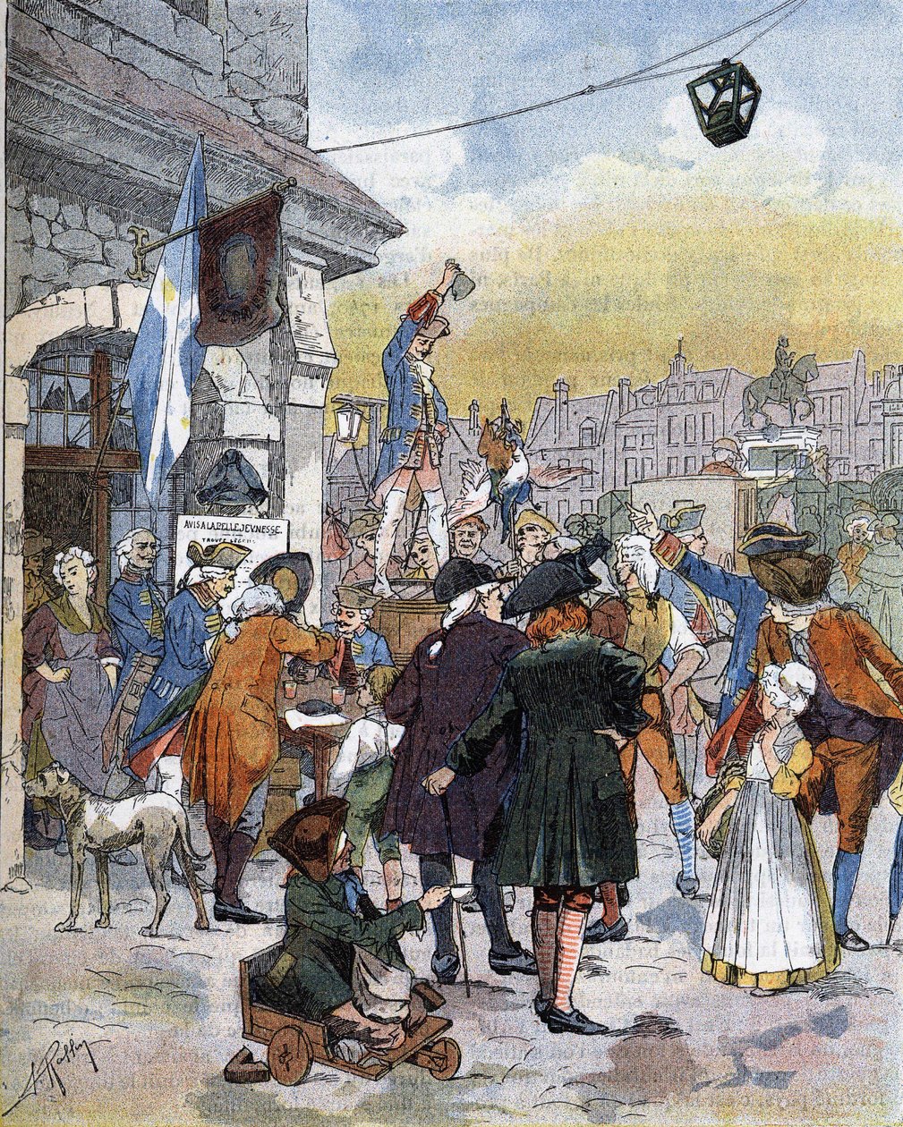 18. yüzyılda bir askere alma sahnesi, 19. yüzyılın sonlarına ait bir örnek. by Unknown artist