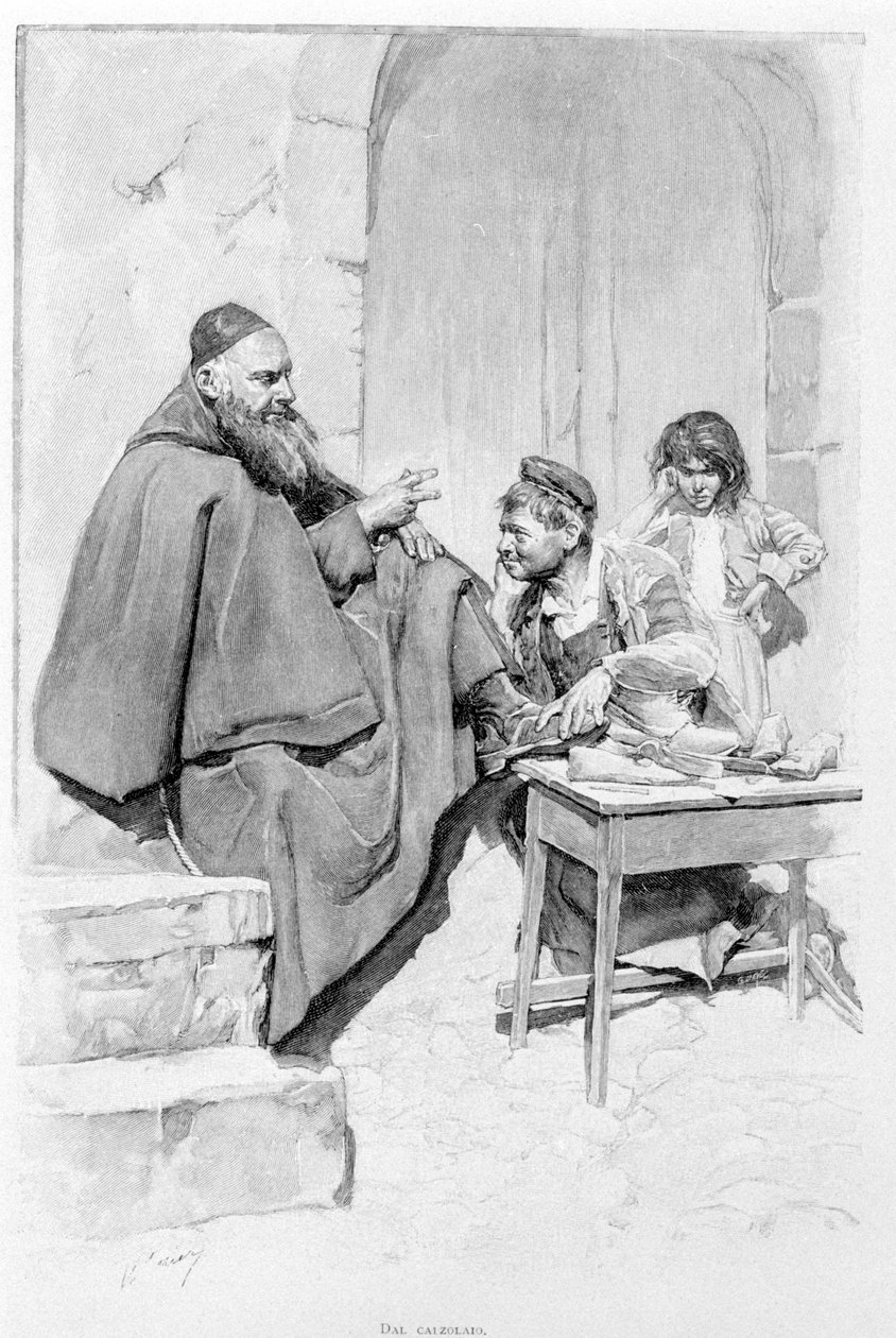 1870 yılında Sicilya'da bir kunduracı. by Unknown artist