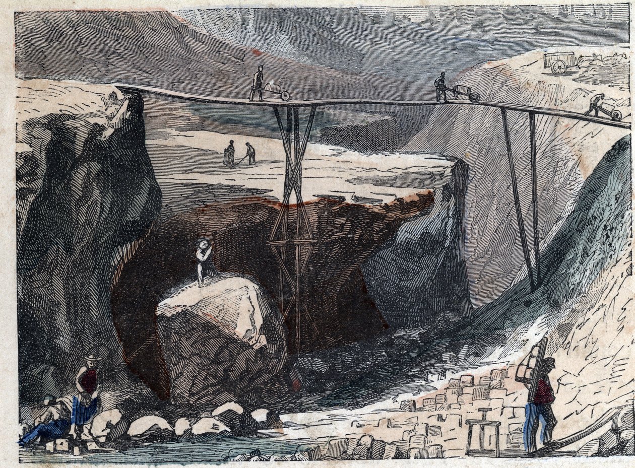 19. yüzyılda bir taş ocağı. by Unknown artist