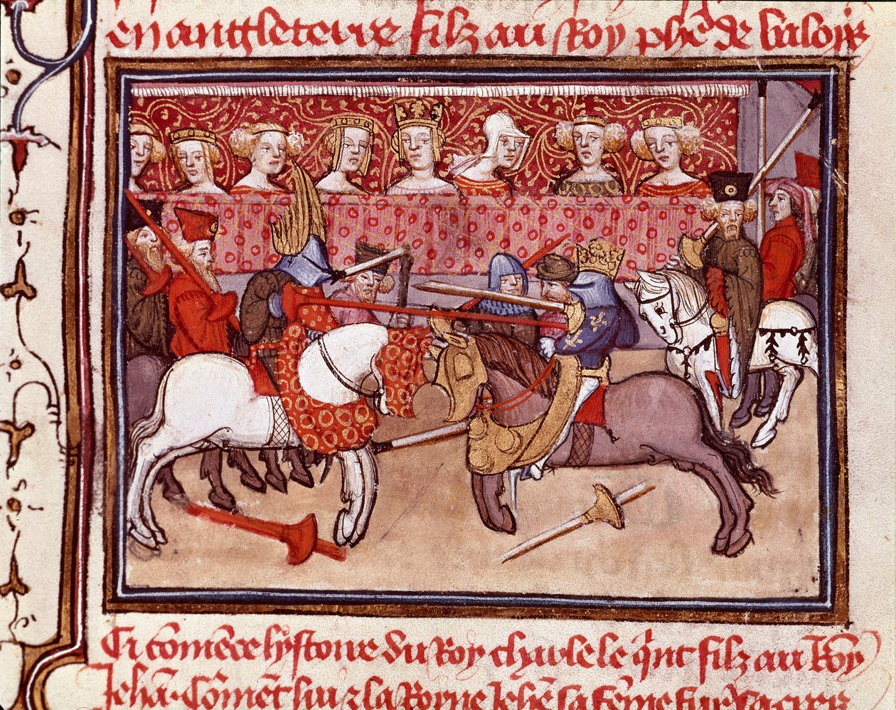 Fransa Kralı V. Charles zamanında bir şövalyeler turnuvası (1338-1380) “Les grandes Chronicles de France”dan alınan minyatür 14. yüzyıl Chantilly, Musee Conde by Unknown artist