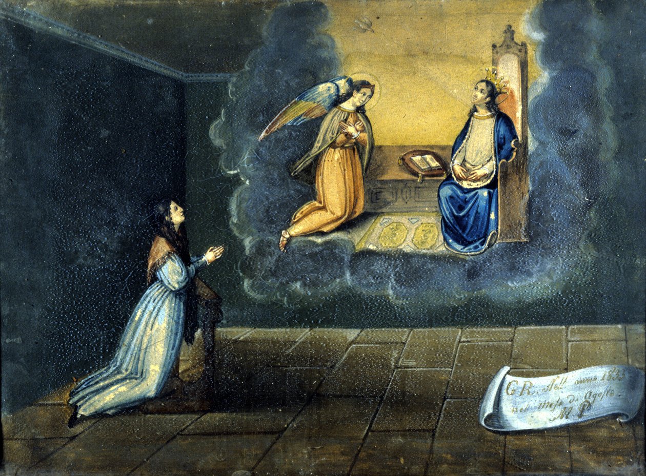 Genç bir kadın dua ediyor. Madonna delle Grazie de Monza tapınağından ex voto. 1833. by Unknown artist