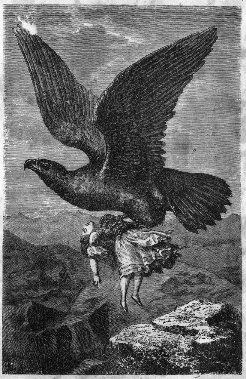 Bir çocuğun kraliyet kartalı tarafından kaçırılması. by Unknown artist