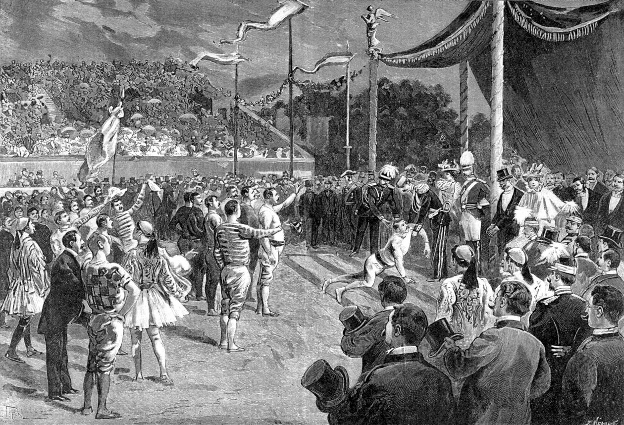 Olimpiyat Oyunları hakkında: maraton koşucusu - “” The Illustré Journal””da, 26/04/1896. by Unknown artist