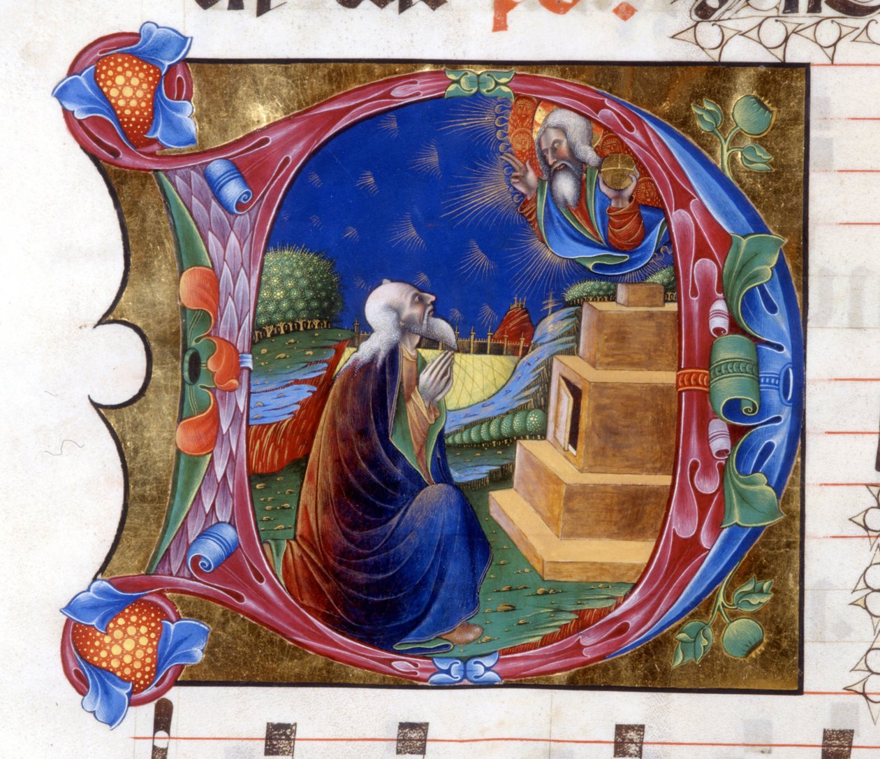 İbrahim, Rab tarafından ülkesinden ayrılmaya davet edildi. 15. yüzyıldan kalma bir korodan minyatür (Saint Augustine tarafından “civitatis”). Lodi Kütüphanesi by Unknown artist