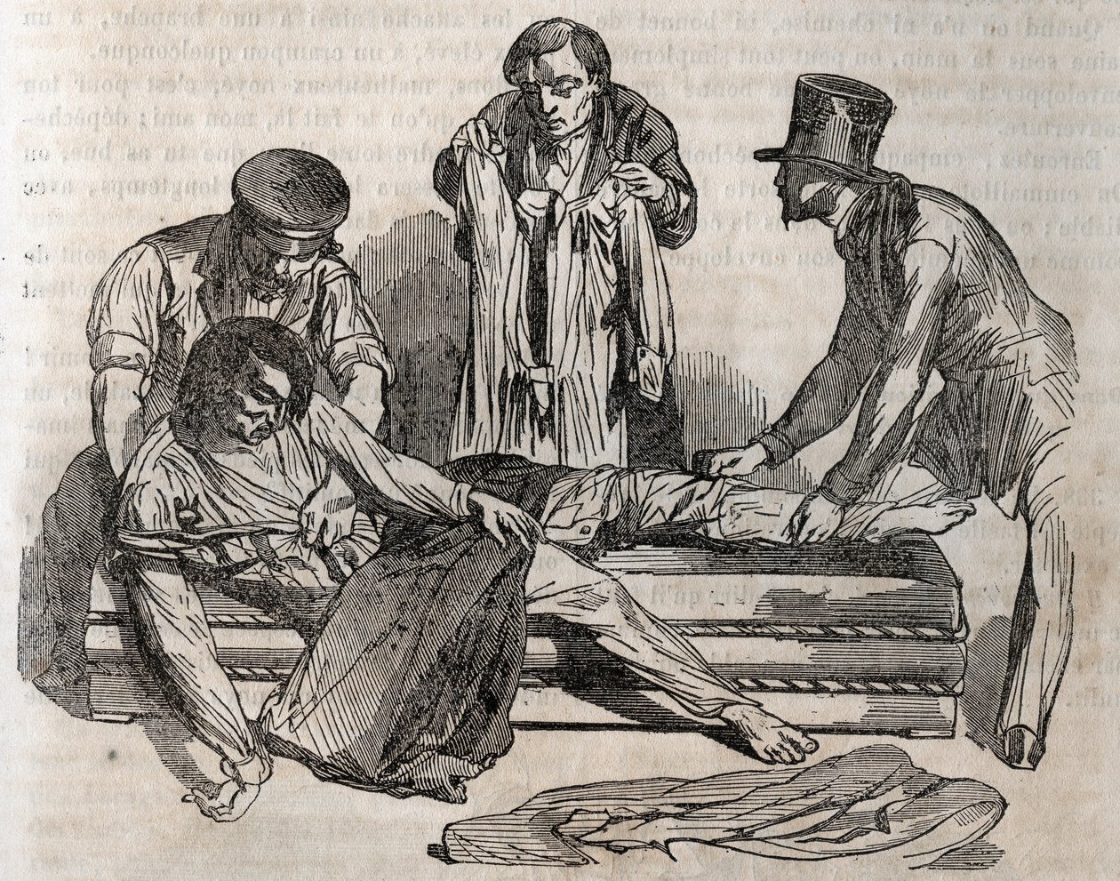Kaza ilacı - boğulan insanlara verilecek en etkili rahatlama - mümkün olduğunca çabuk soyunmak için ıslak etkileri yırtmalısınız - “La Sante Universelle - Guide Medical des Familles” 1852