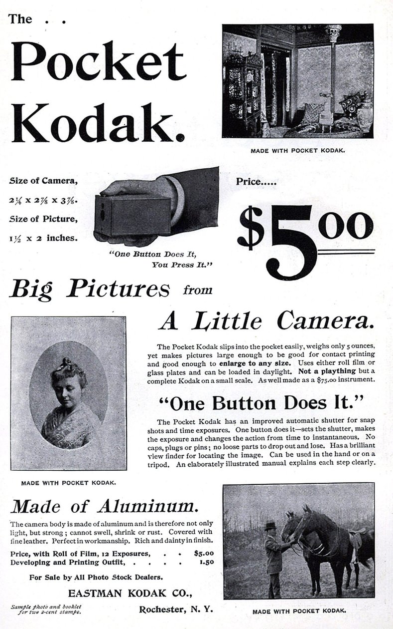 Kodak cep kamerasının reklamı. (Cep Kodak) 1895. Özel Coll. by Unknown artist