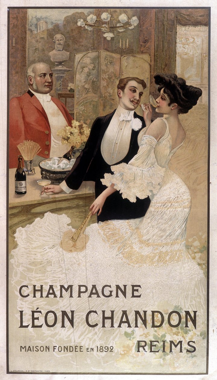 Léon Chandon şampanyası için reklam afişi, 19. yüzyılın sonlarında by Unknown artist