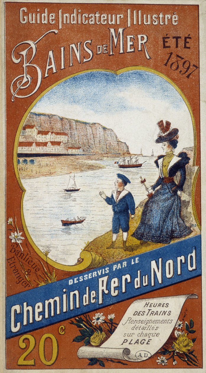 Kuzey Demiryolu tarafından sunulan Gösterge Kılavuzu Resimli deniz banyoları için reklam afişi, 1897 yazında by Unknown artist