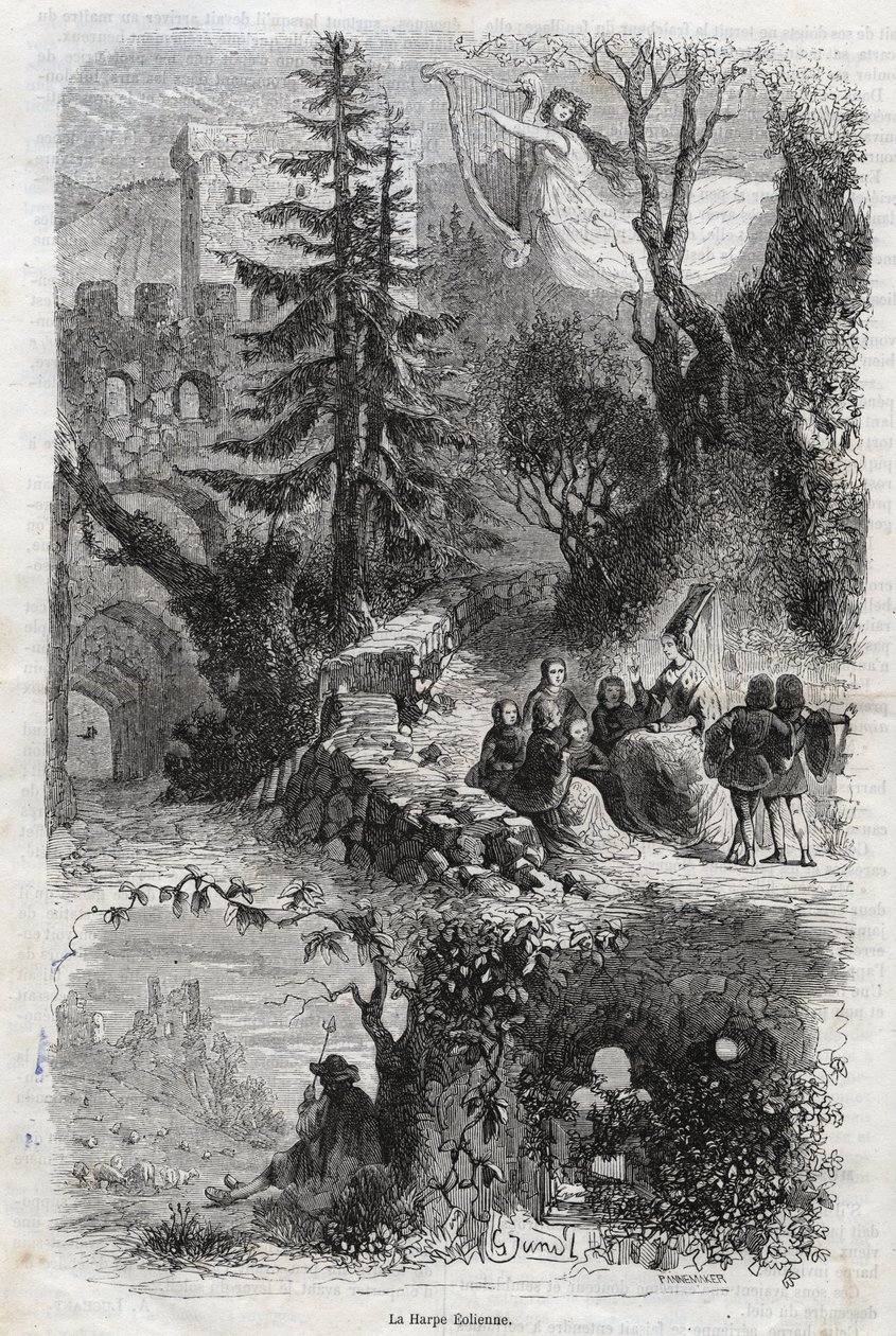 Aeolian arp - rüzgar arp - Arpa eolia - Rüzgar arp - rüzgar tarafından çalınan müzik aleti - 1860