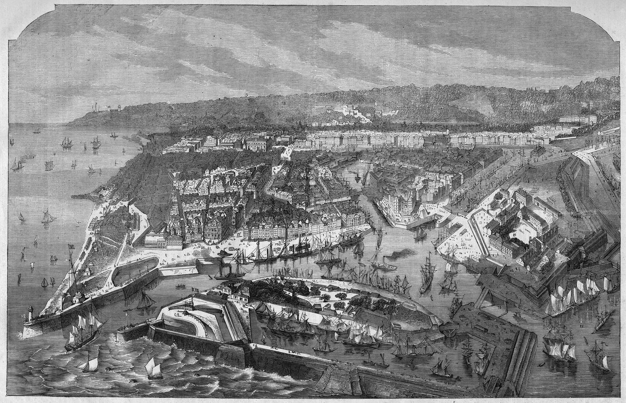 Liman ve Le Havre şehrinin Aerienne görünümü, Seine-Maritime (Seine Maritime), Normandiya, Fransa. “L