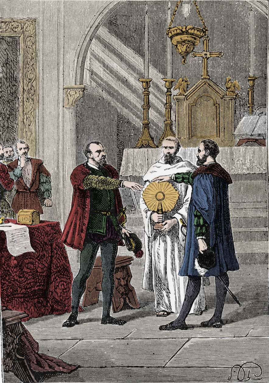 İspanyol fatihler Francisco Pizarro (Francois Pizarre) arasındaki çeşitli anlaşmazlıklardan sonra by Unknown artist