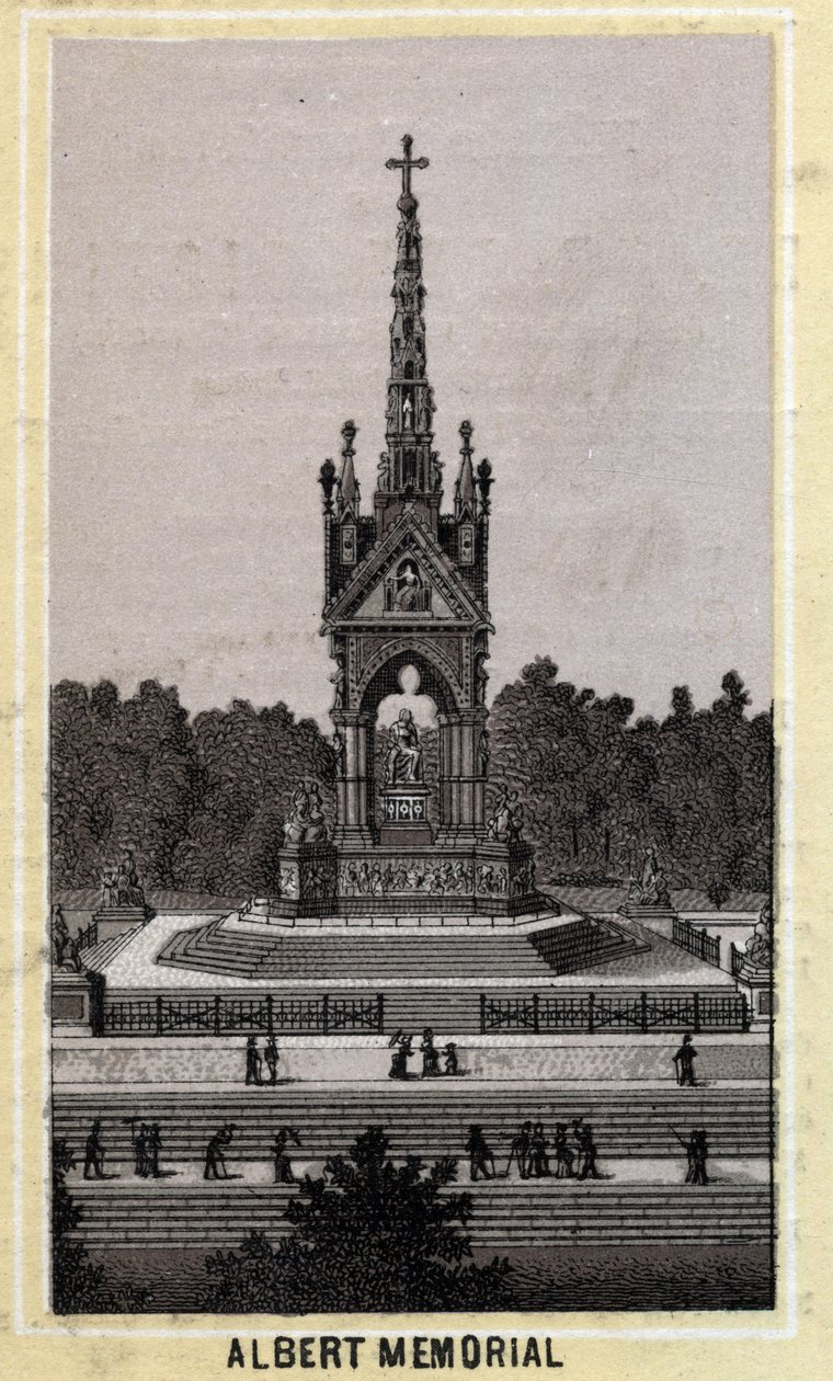 Albert Anıtı, Londra, İngiltere. 19. yüzyılın sonlarında kromolitografi. by Unknown artist