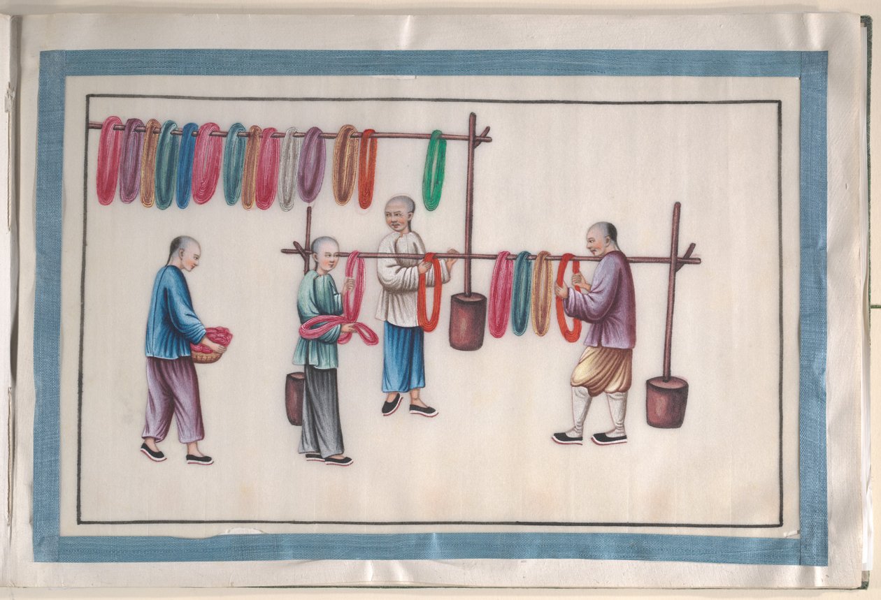 İpek Yapan İnsanları Gösteren On İki Resimden Oluşan Albüm by Unknown Artist