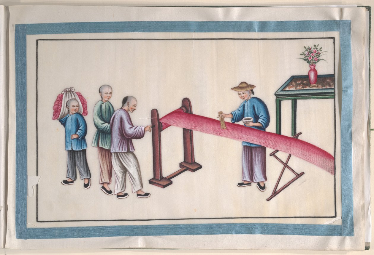 İpek Yapan İnsanları Gösteren On İki Resimden Oluşan Albüm by Unknown Artist