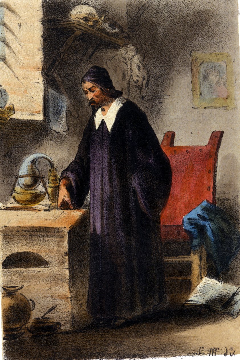 Simyacı Nicola Barnaud, felsefi taş araştırmacısı. by Unknown artist