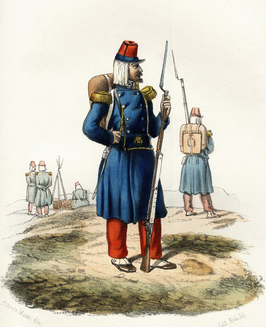 Cezayir, 1830 seferi sırasında Fransız Afrika ordusunun hafif piyadesi. Leone Galibert