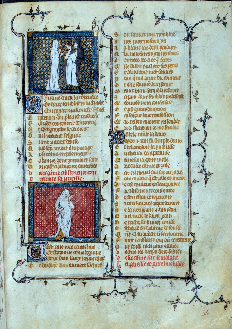 1370 dolaylarında, Jean de Meun, Jean de Meung veya Jean Chopinel, Jean Clopinel (v.1240-1305) tarafından “Roman de la rose”da Perhiz Minyatürünün karakterinin altında, Malebouche