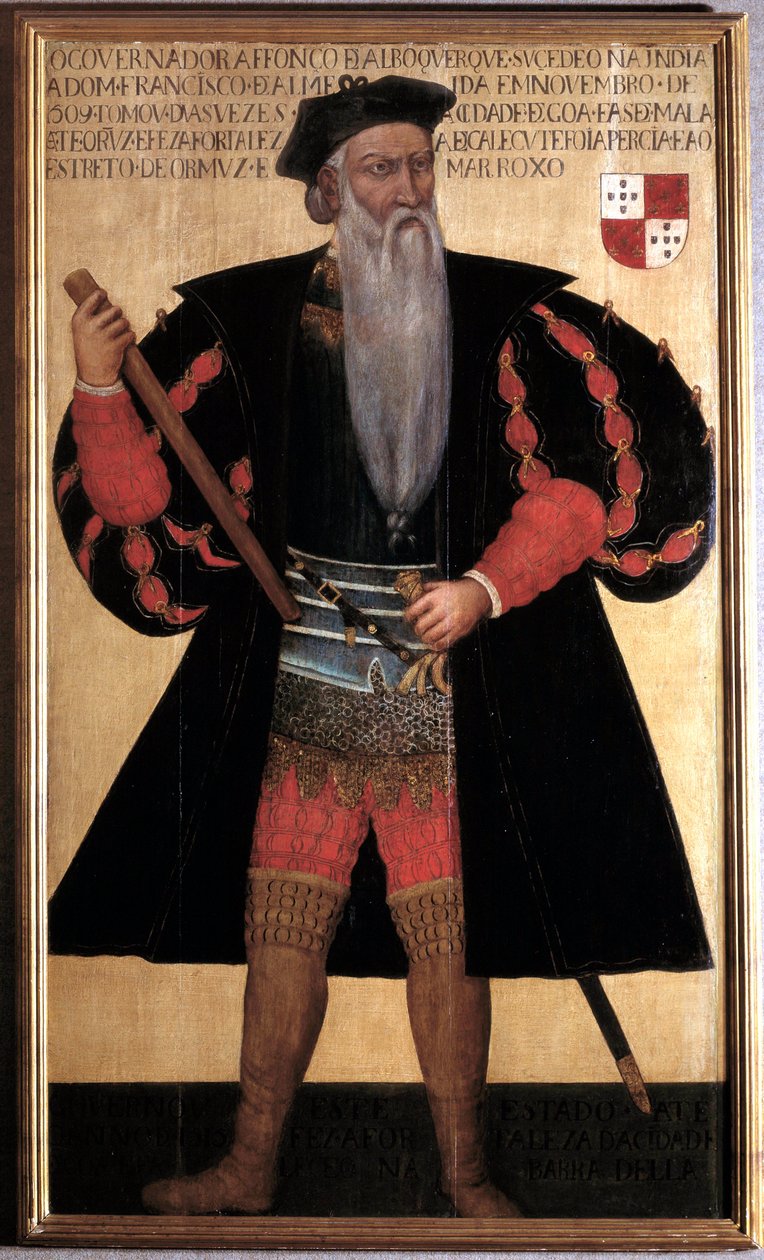 Alphonse (Alfonso veya Afonso) de albuquerque (1453-1515) Portekizli denizci ve kaşifin büyük portresi. 16. yüzyıl resmi. Lizbon, Musee Ulusal D