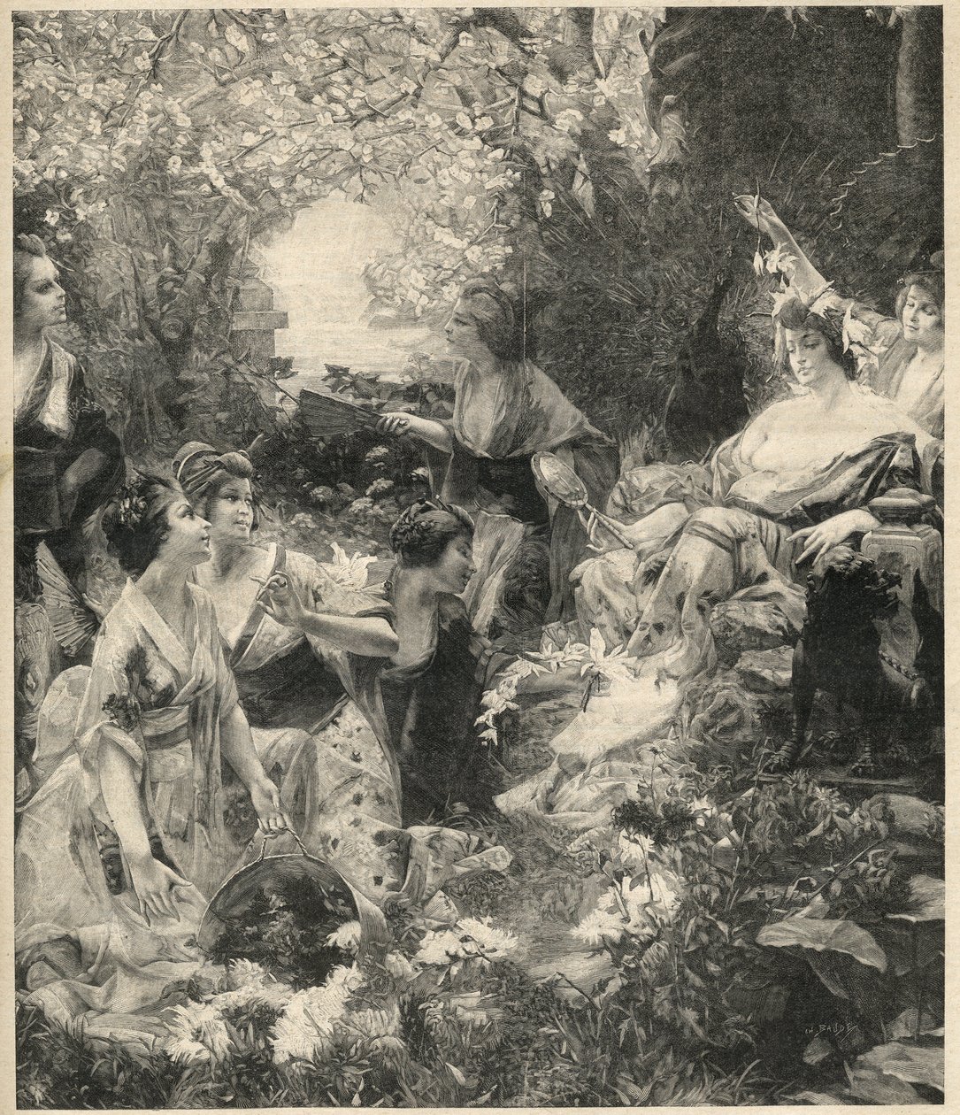 Amaterasu Güneş tanrıçası (güneş tanrıçası) Paul Francois Quinsac (1858-1929) tarafından gravür - 1899 gravürü by Unknown artist