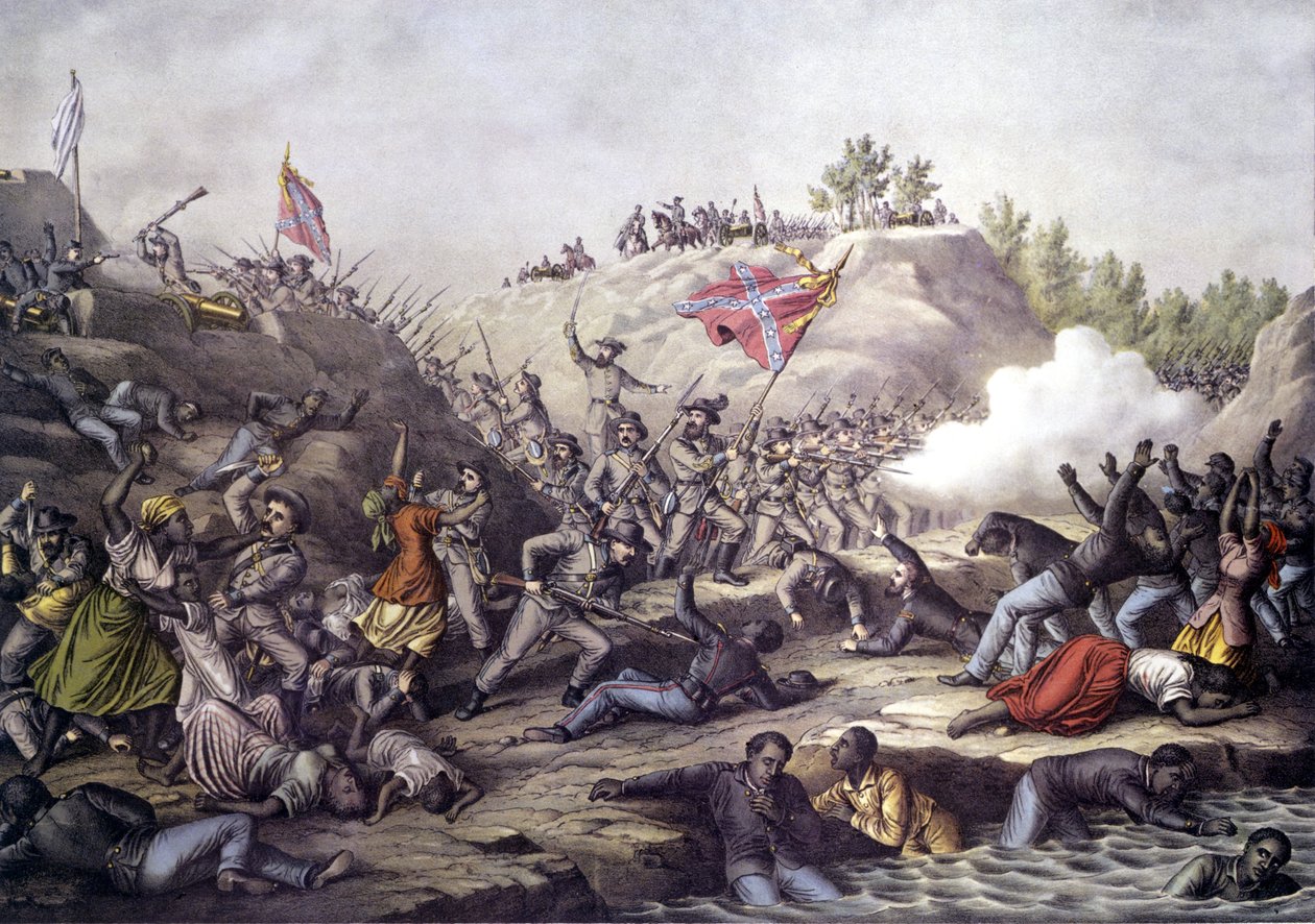 Amerikan İç Savaşı (1861 - 1865): Fort Pillow Savaşı, Tennessee, 12 Nisan by Unknown artist