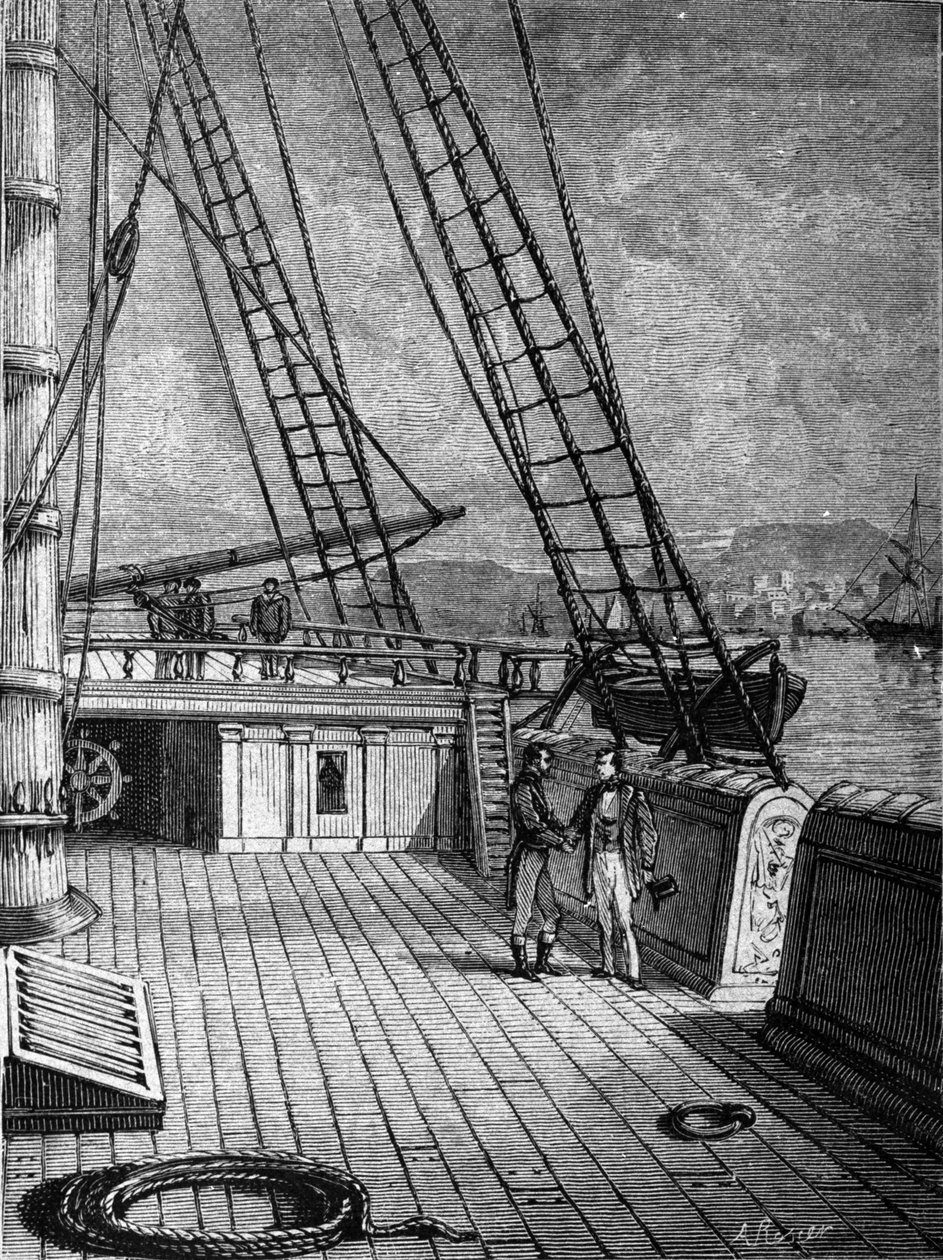 Amerikalı mucit Samuel Finley Breese Morse (1791-1872), 13/10/1832'de “Sully” gemisinde. Telgrafın icadının temellerini bu yolculukta geliştirdi. 19. yüzyıl gravürü by Unknown artist