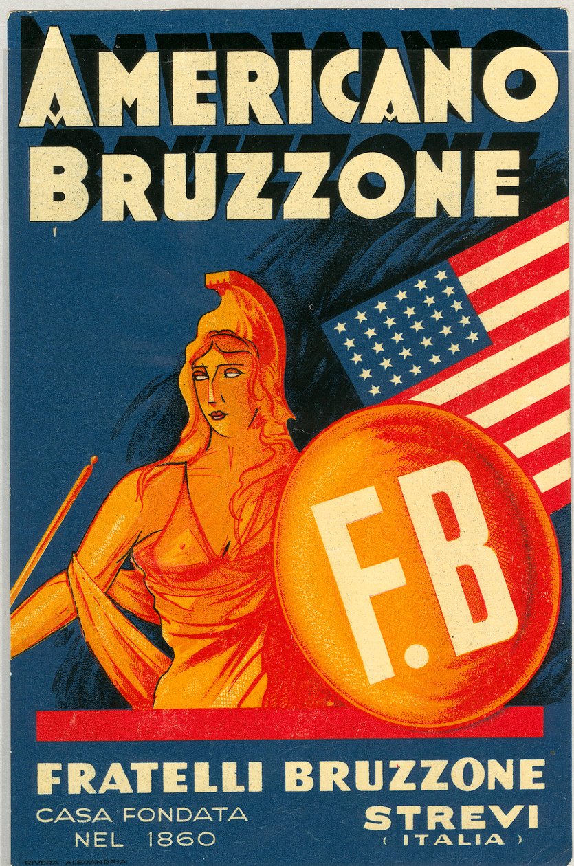 Amerikan bayrağı ile Americano Bruzzone alkol reklamı (Chromolithography, 19. yüzyıl sonu) by Unknown artist