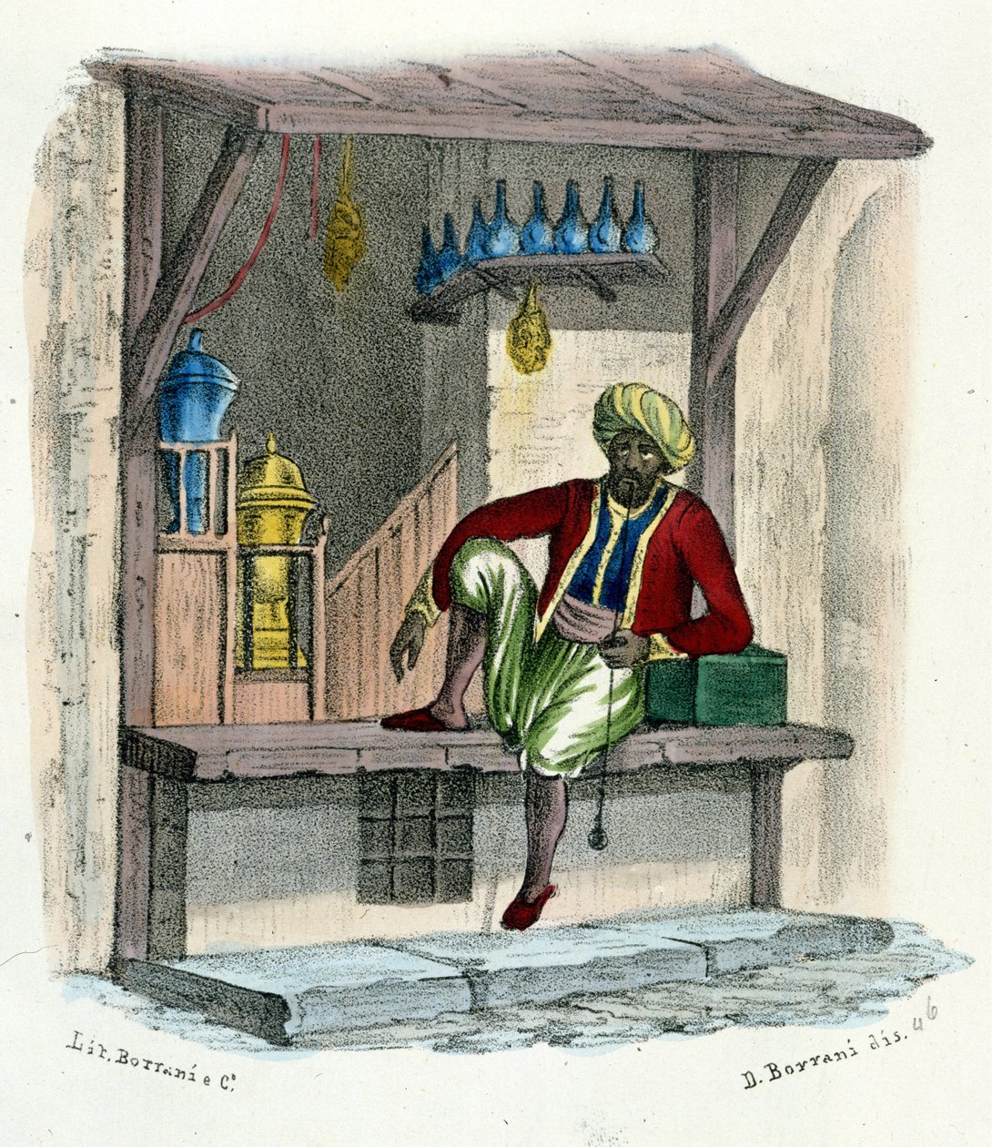 Bir Arap satıcısı, 1850 civarında gravür. by Unknown artist