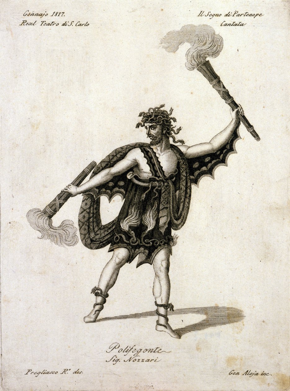 Andrea Nozzari (1775-1832), Giovanni Simone Mayr (Johann Simon Mayr) (1763-1845) - Napoli, Teatro San Carlo'nun "Partenope Rüyası" filminde Polifegonte rolünde by Unknown artist