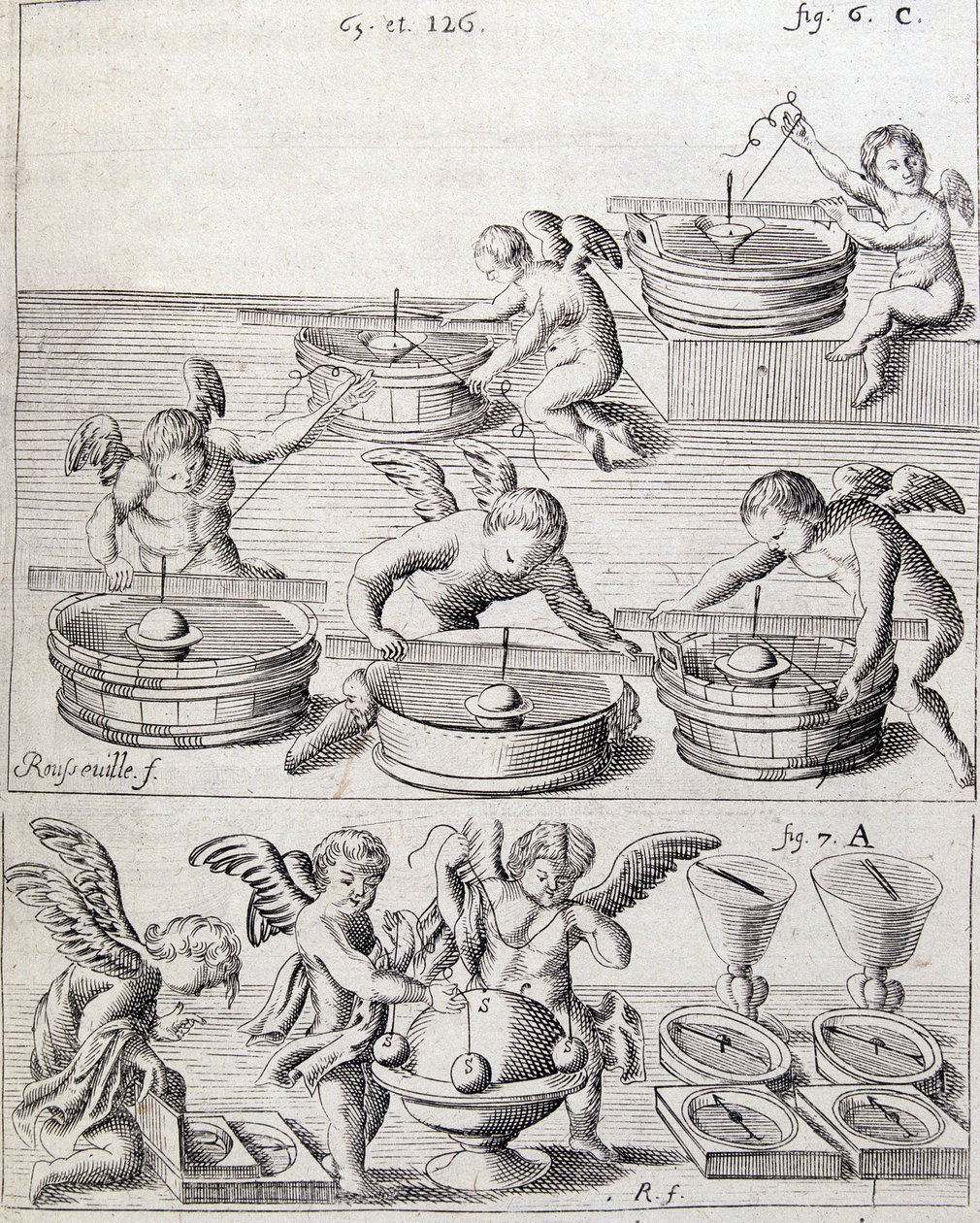 Angelots ve tamamlayıcılar - Giacomo Grandamico tarafından "manyetik güç tarafından iddia edilen dünyanın hareketsizliğinin yeni bir gösteriminde" by Unknown artist