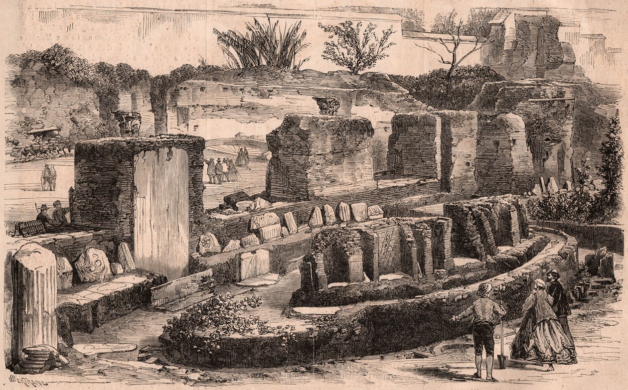 Napolyon III tarafından Roma'da Sezar Sarayı bölgesinde düzenlenen arkeolojik kazılar by Unknown