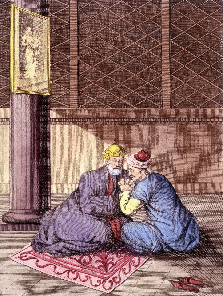 Bir adamın itiraflarını dinleyen Ermeni piskopos. by Unknown artist