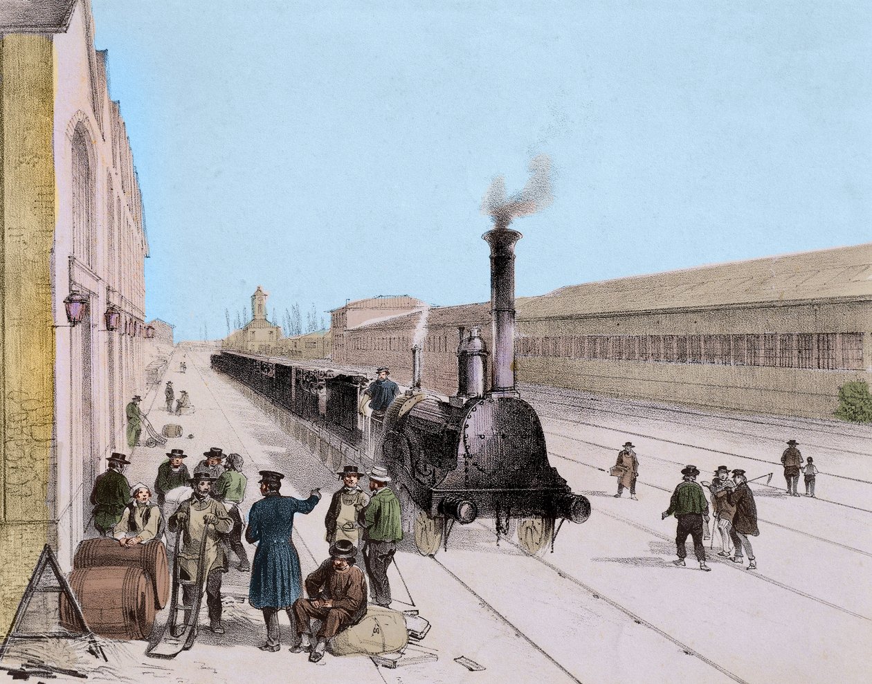Paris Orleans Hattı yük treninin gelişi - 19. yüzyıl gravürü - Privee Koleksiyonu by Unknown artist