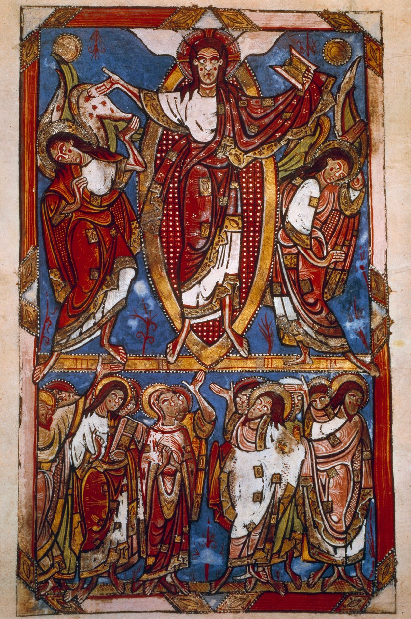 Yükseliş. Minyatür “Sacramentary of Saint-Martial de Limoges” (Folio 84v), yazarı bilinmiyor by Unknown artist