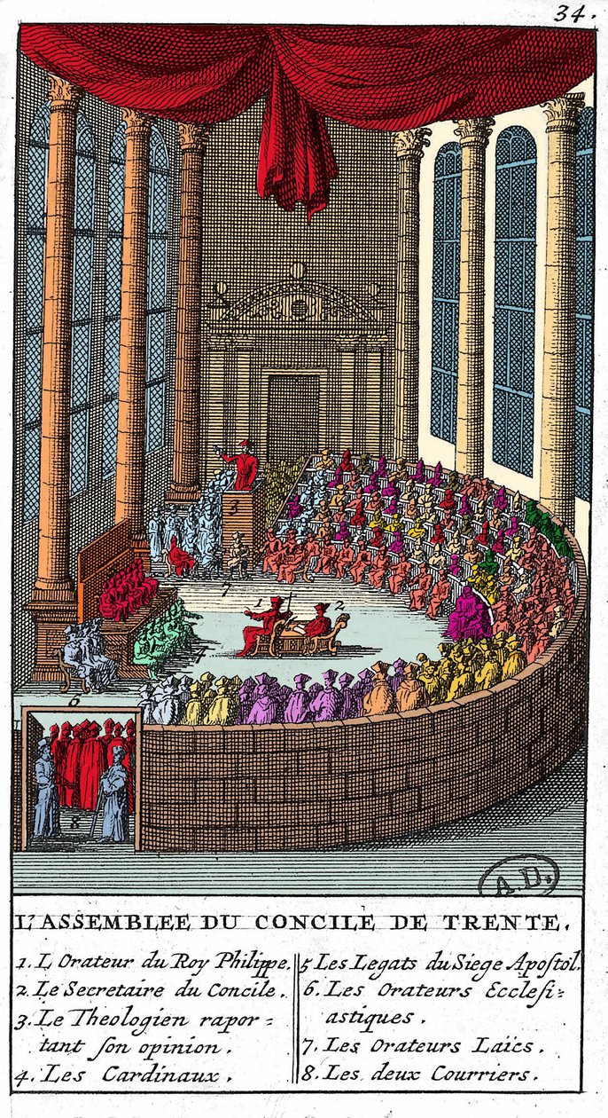Trent Konseyi Meclisi (1545 - 1563), 1706 gravür. by Unknown artist
