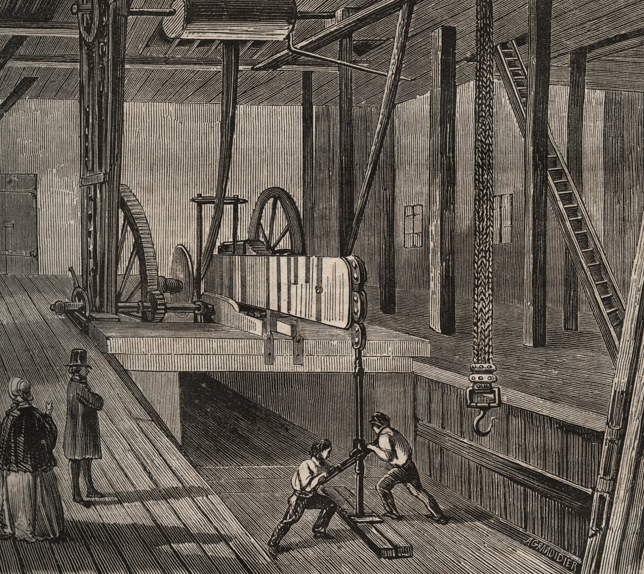 Atelier de sondaj du kuyu artezyen de Passy. “Le Musee Des Sciences”da 1856