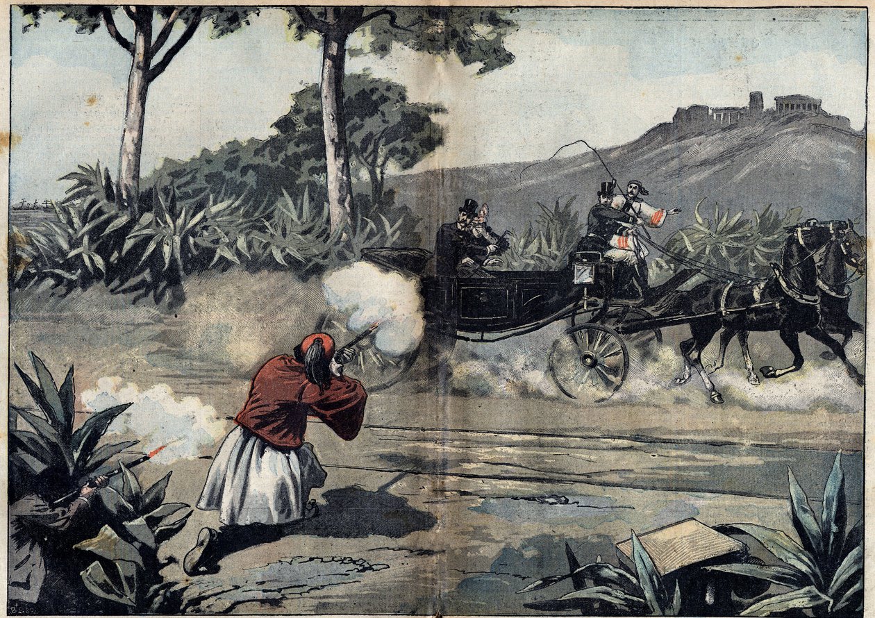 Yunanistan Kralı I. George ve kızına saldırı - 20 Şubat by Unknown artist
