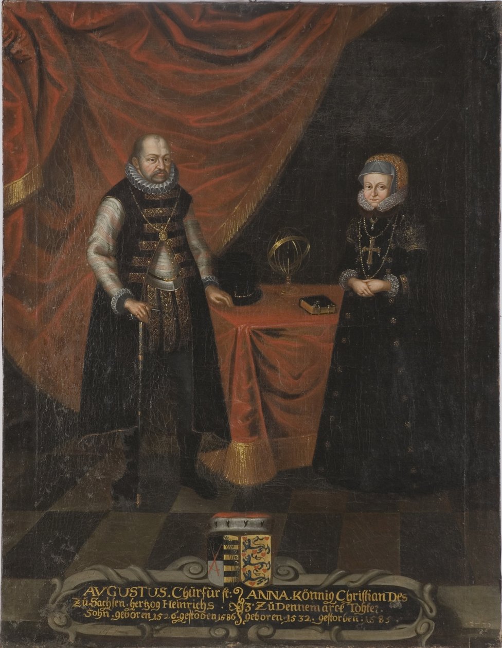 Auguste I, electeur de Saxe ve prenses Anne du Danemark - Augustus Portresi (1526-1586), Saksonya Elector ve Danimarka Anne (1532-1585), Saksonya Electress, Anonim . Tuval üzerine yağlıboya. Ebat : 103x79,5 cm. Ulusal Müze Stockholm by Unknown artist