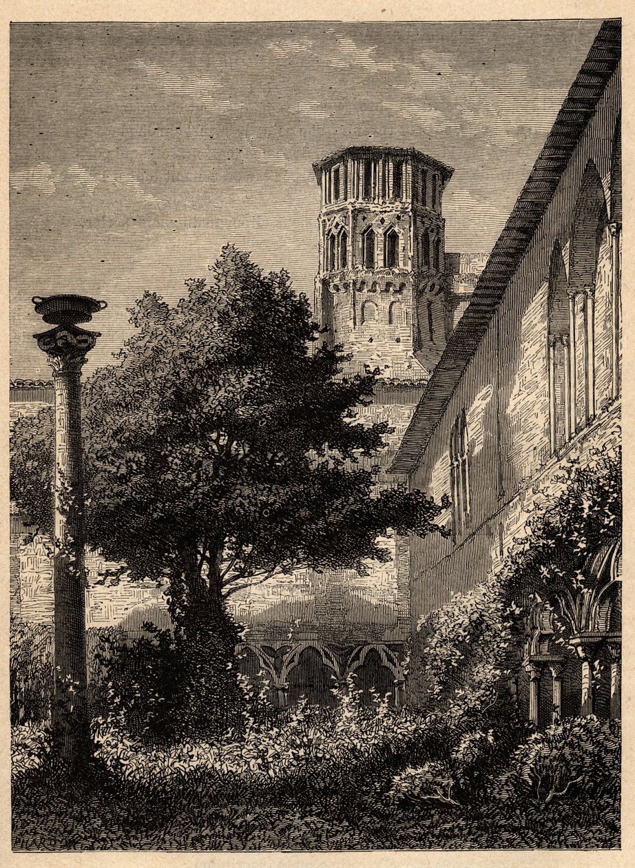 Augustinian manastırı (Toulouse) - Le cloitre des Augustins à Toulouse - “” PATRIE” üzerine gravür - LUCIEN HUARD TARAFINDAN 6 CİLTTE FRANSA