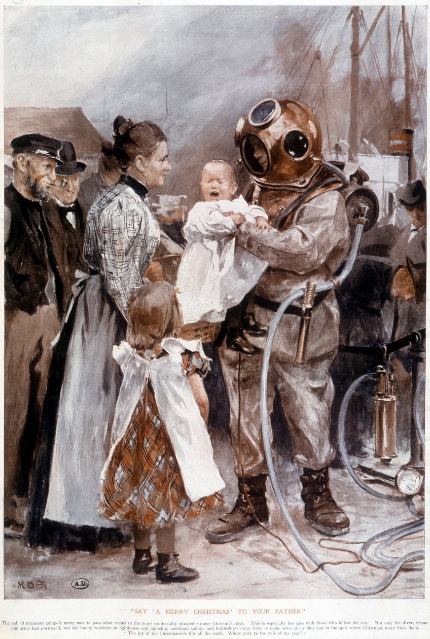 Babasının hırsızının kollarında ağlayan bebek. by Unknown artist