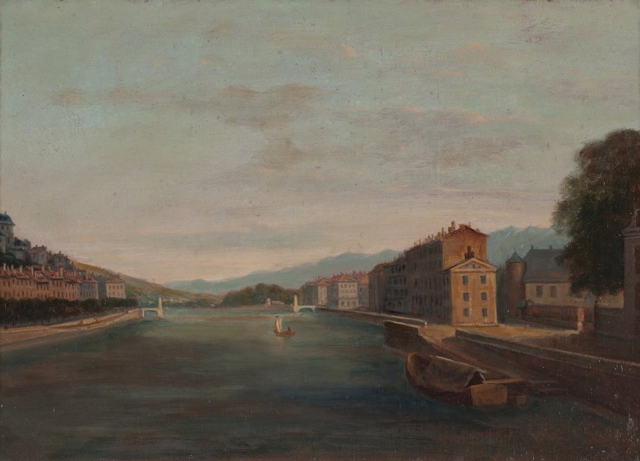Isère Kıyıları, Grenoble 1864 (Tuval üzerine yağlı boya) by Unknown artist